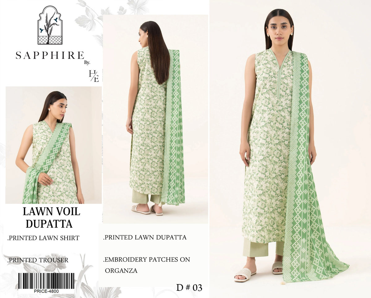 Sapphire 3 Piece Summer Lawn SP 10