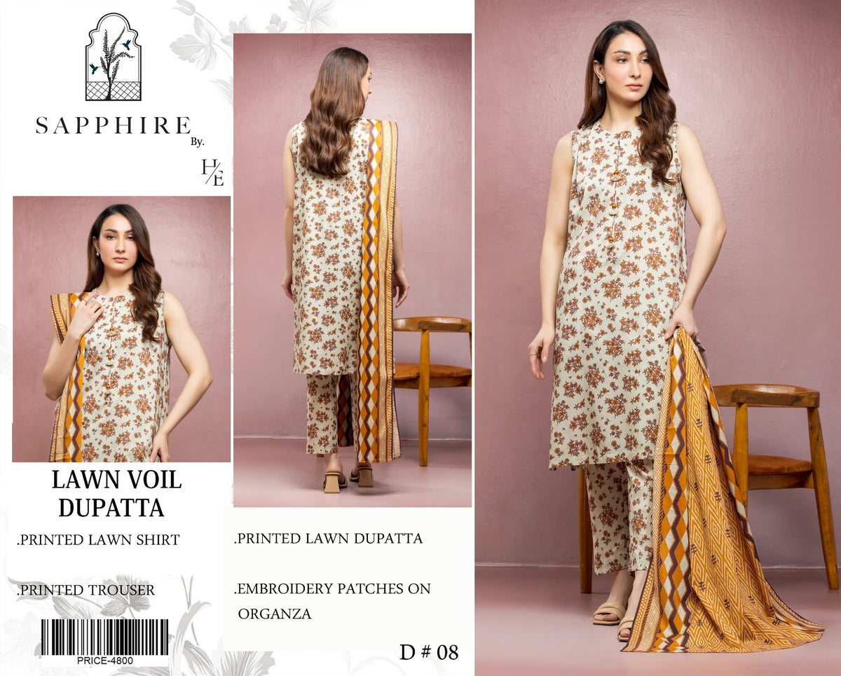Sapphire 3 Piece Summer Lawn SP 02