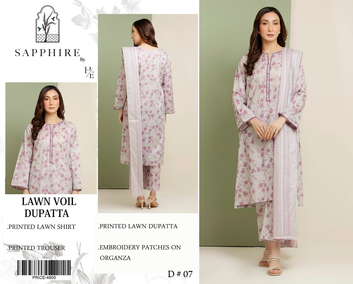Sapphire 3 Piece Summer Lawn SP 03
